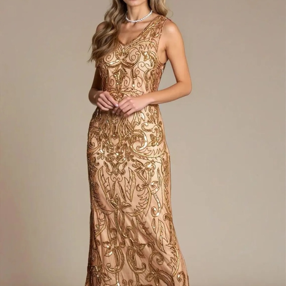 NWT Rose Gold Beaded Dress Sequin Art Deco Size XXL